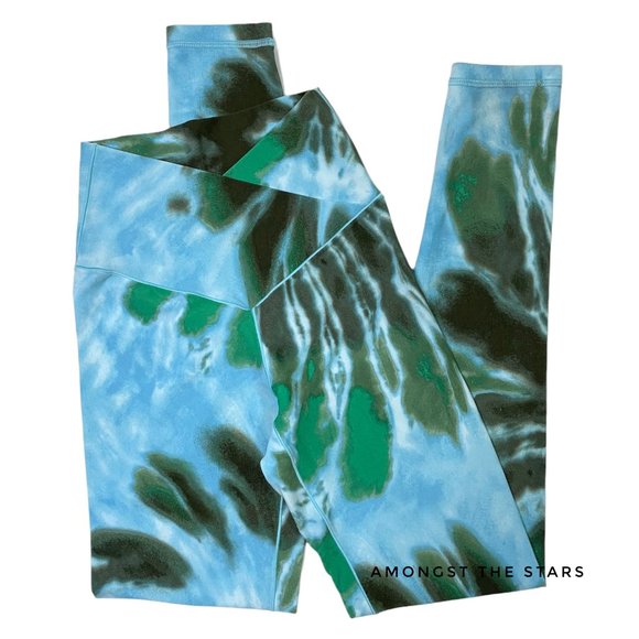 OFFLINE by Aerie High Waisted Blue Green Black Tie Dye Crossover Leggings - Picture 6 of 10